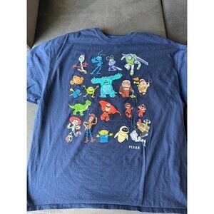 Navy Pixar Mens 2XL Monsters Inc, The Incredibles, Toy Story UP Characters Shirt
